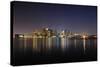Boston Downtown with Urban City Skyline at Night with Skyscrapers Illuminated over Sea.-Songquan Deng-Stretched Canvas