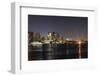 Boston Downtown with Urban City Skyline at Night with Skyscrapers Illuminated over Sea.-Songquan Deng-Framed Photographic Print