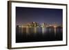 Boston Downtown with Urban City Skyline at Night with Skyscrapers Illuminated over Sea.-Songquan Deng-Framed Photographic Print