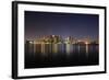 Boston Downtown with Urban City Skyline at Night with Skyscrapers Illuminated over Sea.-Songquan Deng-Framed Photographic Print