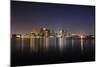 Boston Downtown with Urban City Skyline at Night with Skyscrapers Illuminated over Sea.-Songquan Deng-Mounted Photographic Print