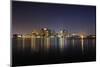 Boston Downtown with Urban City Skyline at Night with Skyscrapers Illuminated over Sea.-Songquan Deng-Mounted Photographic Print