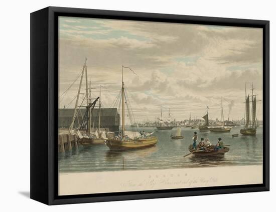 Boston, from the Ship House-W.J. Bennett-Framed Stretched Canvas