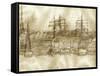 Boston Harbor c. 1877 Sepia Tone-Stanton Manolakas-Framed Stretched Canvas