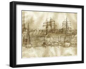 Boston Harbor c. 1877 Sepia Tone-Stanton Manolakas-Framed Giclee Print