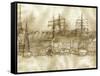 Boston Harbor c. 1877 Sepia Tone-Stanton Manolakas-Framed Stretched Canvas