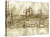 Boston Harbor c. 1877 Sepia Tone-Stanton Manolakas-Stretched Canvas