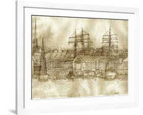 Boston Harbor c. 1877 Sepia Tone-Stanton Manolakas-Framed Giclee Print