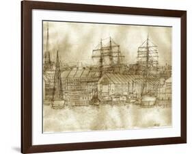 Boston Harbor c. 1877 Sepia Tone-Stanton Manolakas-Framed Giclee Print