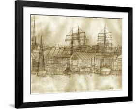 Boston Harbor c. 1877 Sepia Tone-Stanton Manolakas-Framed Giclee Print