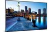 Boston Harbor & Downtown Dusk-null-Mounted Art Print