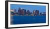 Boston Harbor skyline at dusk, Boston, Suffolk County, Massachusetts, USA-null-Framed Photographic Print