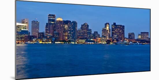 Boston Harbor skyline at dusk, Boston, Suffolk County, Massachusetts, USA-null-Mounted Photographic Print