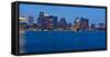 Boston Harbor skyline at dusk, Boston, Suffolk County, Massachusetts, USA-null-Framed Stretched Canvas