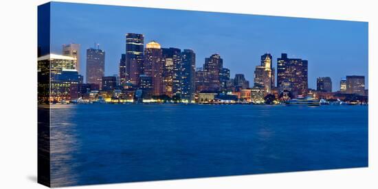 Boston Harbor skyline at dusk, Boston, Suffolk County, Massachusetts, USA-null-Stretched Canvas