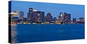 Boston Harbor skyline at dusk, Boston, Suffolk County, Massachusetts, USA-null-Stretched Canvas