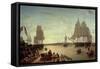 Boston Harbour from Constitution Wharf-Robert Salmon-Framed Stretched Canvas