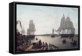 Boston Harbour from Constitution Wharf-Robert Salmon-Framed Stretched Canvas