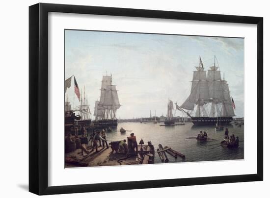 Boston Harbour from Constitution Wharf-Robert Salmon-Framed Art Print