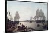 Boston Harbour from Constitution Wharf-Robert Salmon-Framed Stretched Canvas