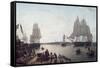 Boston Harbour from Constitution Wharf-Robert Salmon-Framed Stretched Canvas