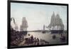 Boston Harbour from Constitution Wharf-Robert Salmon-Framed Art Print