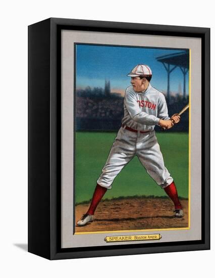 Boston, MA, Boston Red Sox, Tris Speaker, Baseball Card-Lantern Press-Framed Stretched Canvas