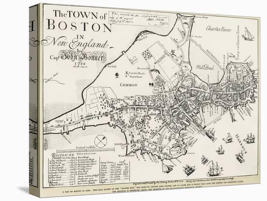 Boston Map, 1722-George G. Smith-Stretched Canvas