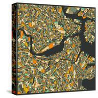 Boston Map-Jazzberry Blue-Stretched Canvas