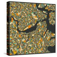 Boston Map-Jazzberry Blue-Stretched Canvas