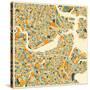 Boston Map-Jazzberry Blue-Stretched Canvas