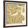 Boston Map-Jazzberry Blue-Framed Art Print