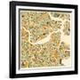 Boston Map-Jazzberry Blue-Framed Art Print