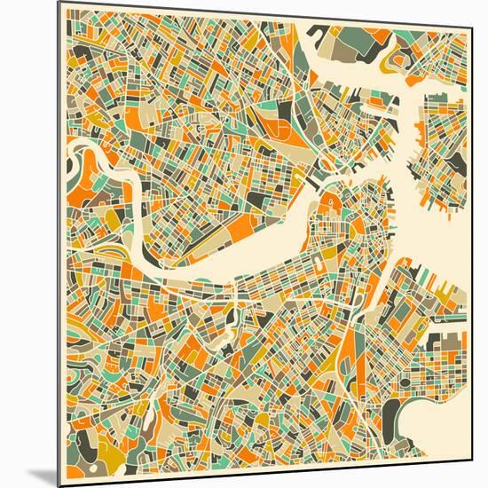 Boston Map-Jazzberry Blue-Mounted Art Print