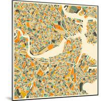 Boston Map-Jazzberry Blue-Mounted Art Print