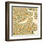 Boston Map-Jazzberry Blue-Framed Art Print