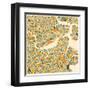 Boston Map-Jazzberry Blue-Framed Art Print