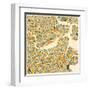 Boston Map-Jazzberry Blue-Framed Art Print