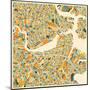 Boston Map-Jazzberry Blue-Mounted Art Print