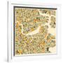 Boston Map-Jazzberry Blue-Framed Art Print