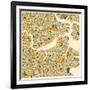 Boston Map-Jazzberry Blue-Framed Art Print