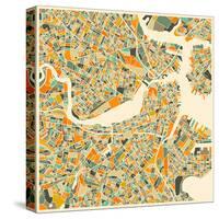 Boston Map-Jazzberry Blue-Stretched Canvas