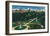 Boston, Massachusetts - Aerial View of the Public Gardens, Beacon Hill-Lantern Press-Framed Art Print