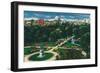 Boston, Massachusetts - Aerial View of the Public Gardens, Beacon Hill-Lantern Press-Framed Art Print