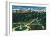 Boston, Massachusetts - Aerial View of the Public Gardens, Beacon Hill-Lantern Press-Framed Art Print