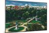 Boston, Massachusetts - Aerial View of the Public Gardens, Beacon Hill-Lantern Press-Mounted Art Print