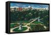 Boston, Massachusetts - Aerial View of the Public Gardens, Beacon Hill-Lantern Press-Framed Stretched Canvas