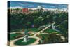 Boston, Massachusetts - Aerial View of the Public Gardens, Beacon Hill-Lantern Press-Stretched Canvas