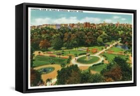 Boston, Massachusetts - Aerial View of the Public Gardens No. 2-Lantern Press-Framed Stretched Canvas