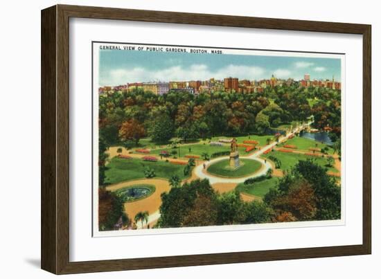 Boston, Massachusetts - Aerial View of the Public Gardens No. 2-Lantern Press-Framed Art Print